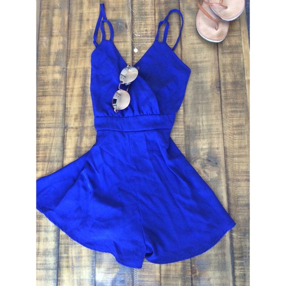 Blue/Indigo backless romper - Picture 1 of 5